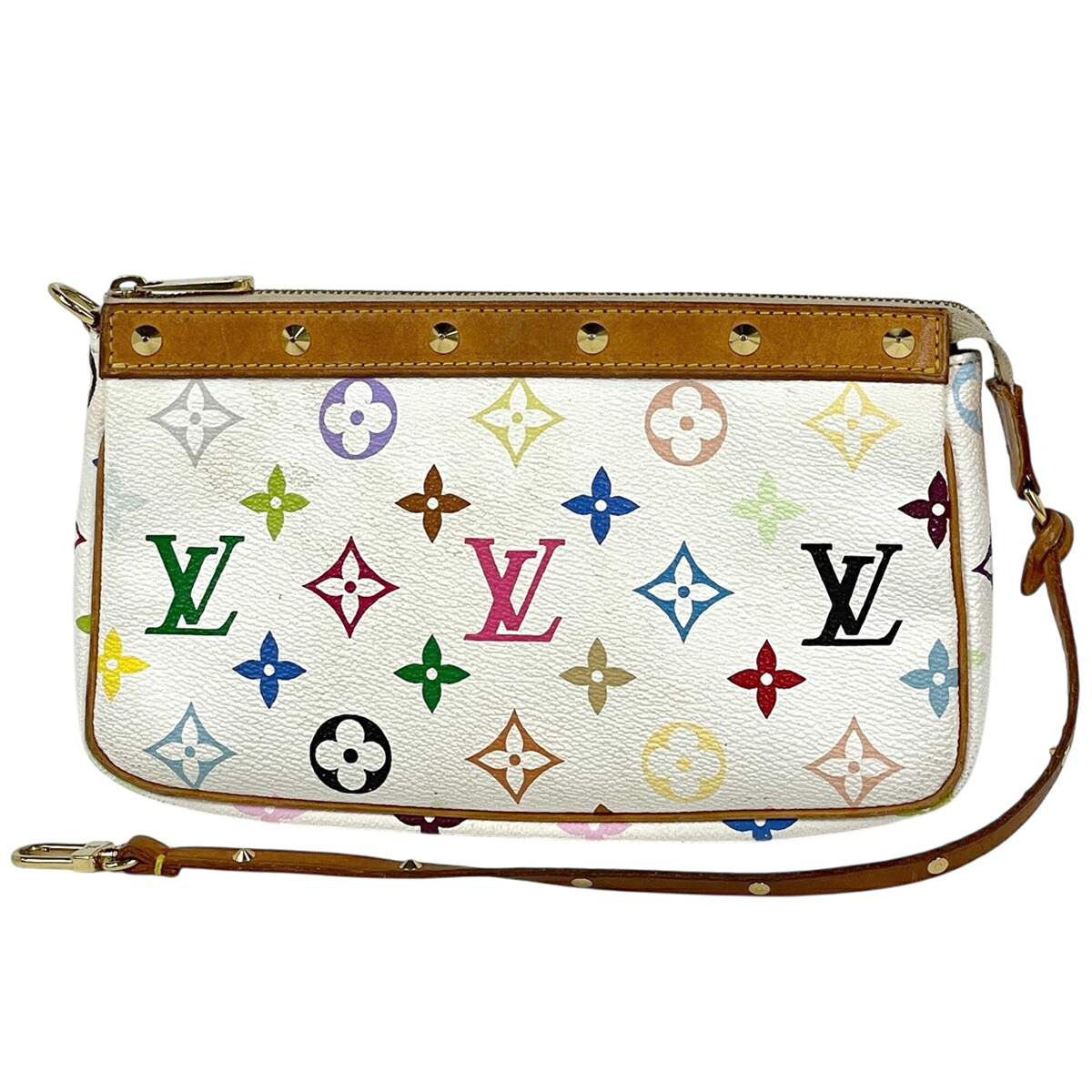 ルイ・ヴィトン Louis Vuitton ポシェット アクセソワール スタッズ メイク 付属物合切袋 モノグラムマルチ色つや ブロン(白いこと) M92649 レディース 【中古】