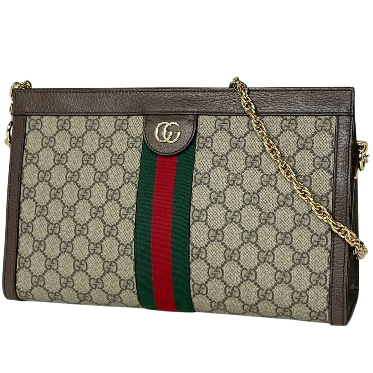 グッチ GUCCI オフィディア GG チェーン ショルダーバッグ シェリーライン コーティングキャンバス ベージュ ブラウン 503876 レディース 【中古】｜バイセル 店 103,400円