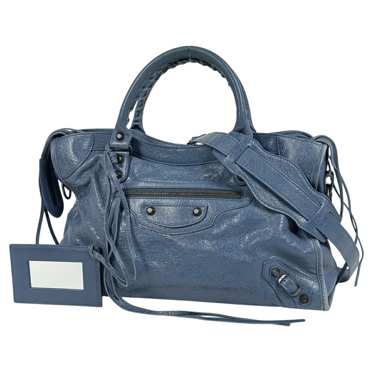 バレンシアガ BALENCIAGA ザ シティ 2WAY ハンドバッグ レザー ブルー 115748 レディース 【中古】 msp29|バイセル 店