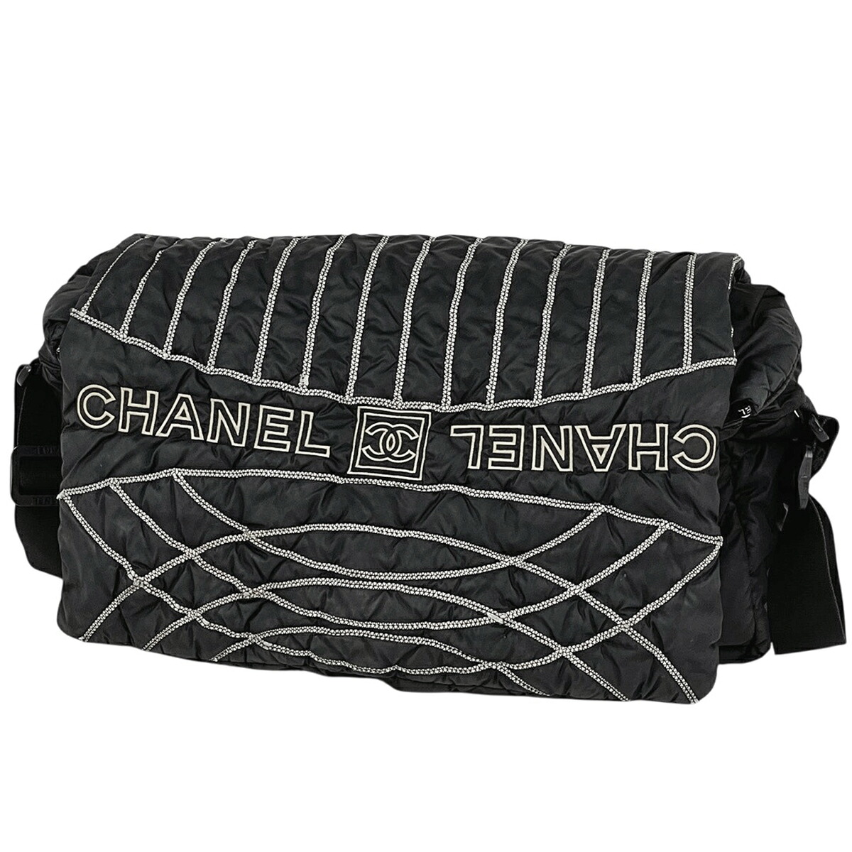 【ジャンク品】シャネル CHANEL 運動競技伝達ルート ショルダーバッグ ココマーク 伝達人御徒面子 ナイロン 黒いこと レディース 【中古】
