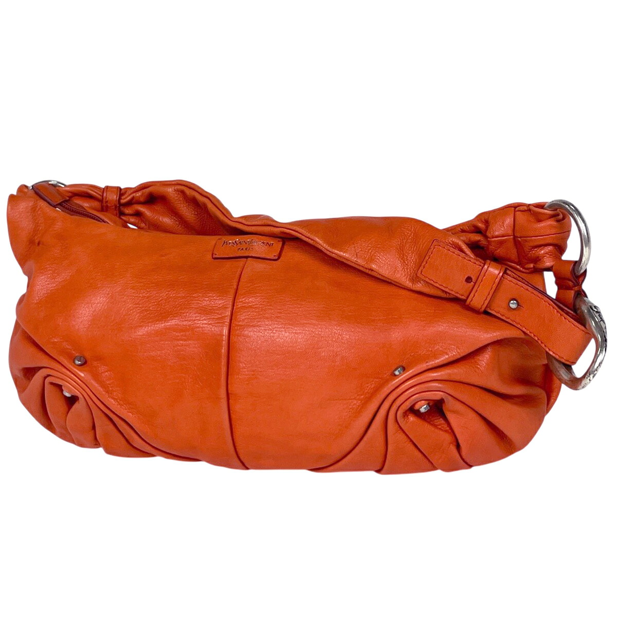 イヴ・サンローラン YVES SAINT LAURENT ロゴ ショルダーバッグ マムーニア ハンドバッグ レザー オレンジ 122157 レディース 【中古】 msp29|バイセル 店