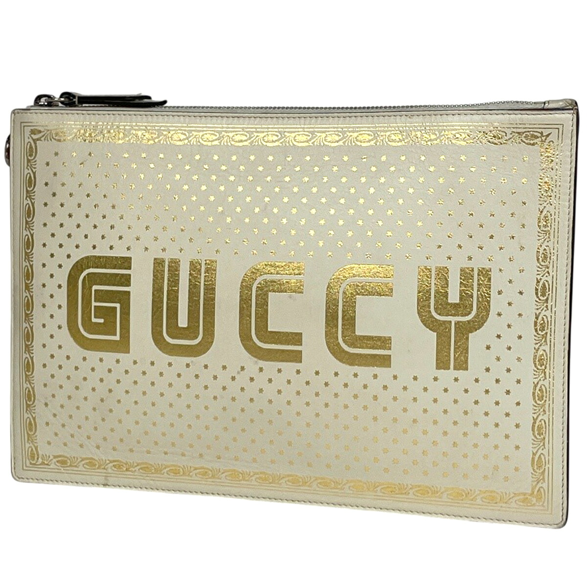 グッチ GUCCI ロゴタイプ刷り上げる クラッチペダル御徒面子 SEGA 2塁手御徒面子 メンズ クラッチペダル御徒面子 なめし革 白いこと 510489 レディース 【中古】