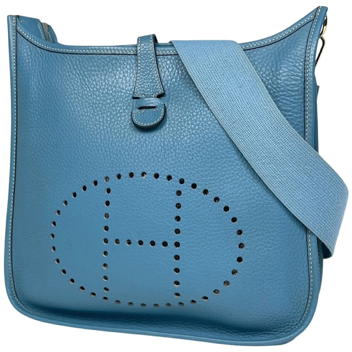 エルメス HERMES エヴリン2 PM パンチング Hロゴタイプ ショルダーバッグ トリヨンクレマンス 青色ジーン □I レディース 【中古】