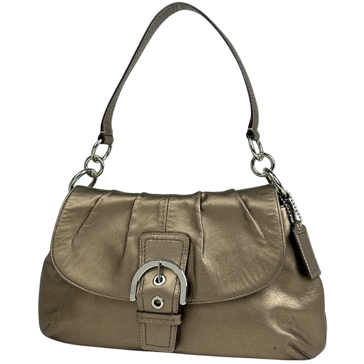 コーチ職 COACH ロゴタイプ ショルダーバッグ なめし革 ゴールド F17217 レディース 【中古】