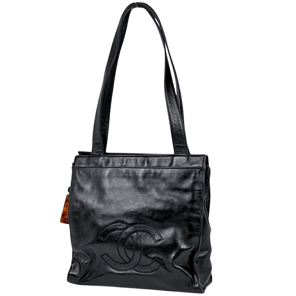 シャネル CHANEL ココマーク トートバッグ なめし革 黒いこと レディース 【中古】