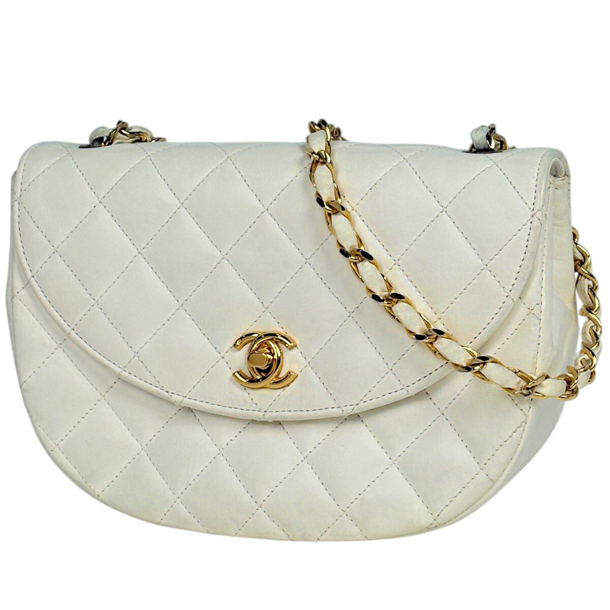 シャネル CHANEL ココマーク チェーン店 ショルダーバッグ なめし革 白いこと レディース 【中古】