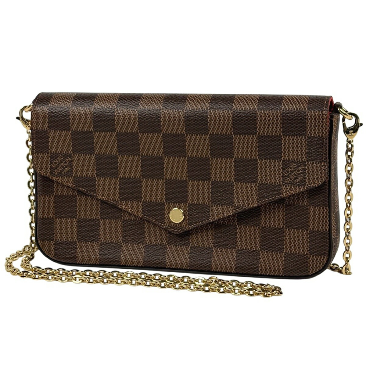 ルイ・ヴィトン Louis Vuitton ポシェット フェリシー 2WAY チェーンウォレット ショルダーバッグ ダミエ 赤銅色 N63032 レディース 【中古】