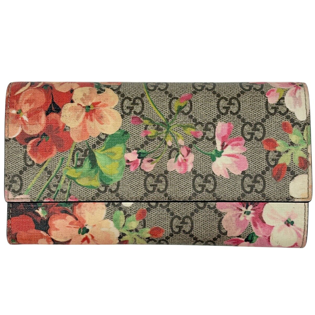 グッチ GUCCI GGブルームス コンチネンタルウォレット 長紙入れ GGスプリーム ベージュ マルチ色合い 404070 レディース 【中古】