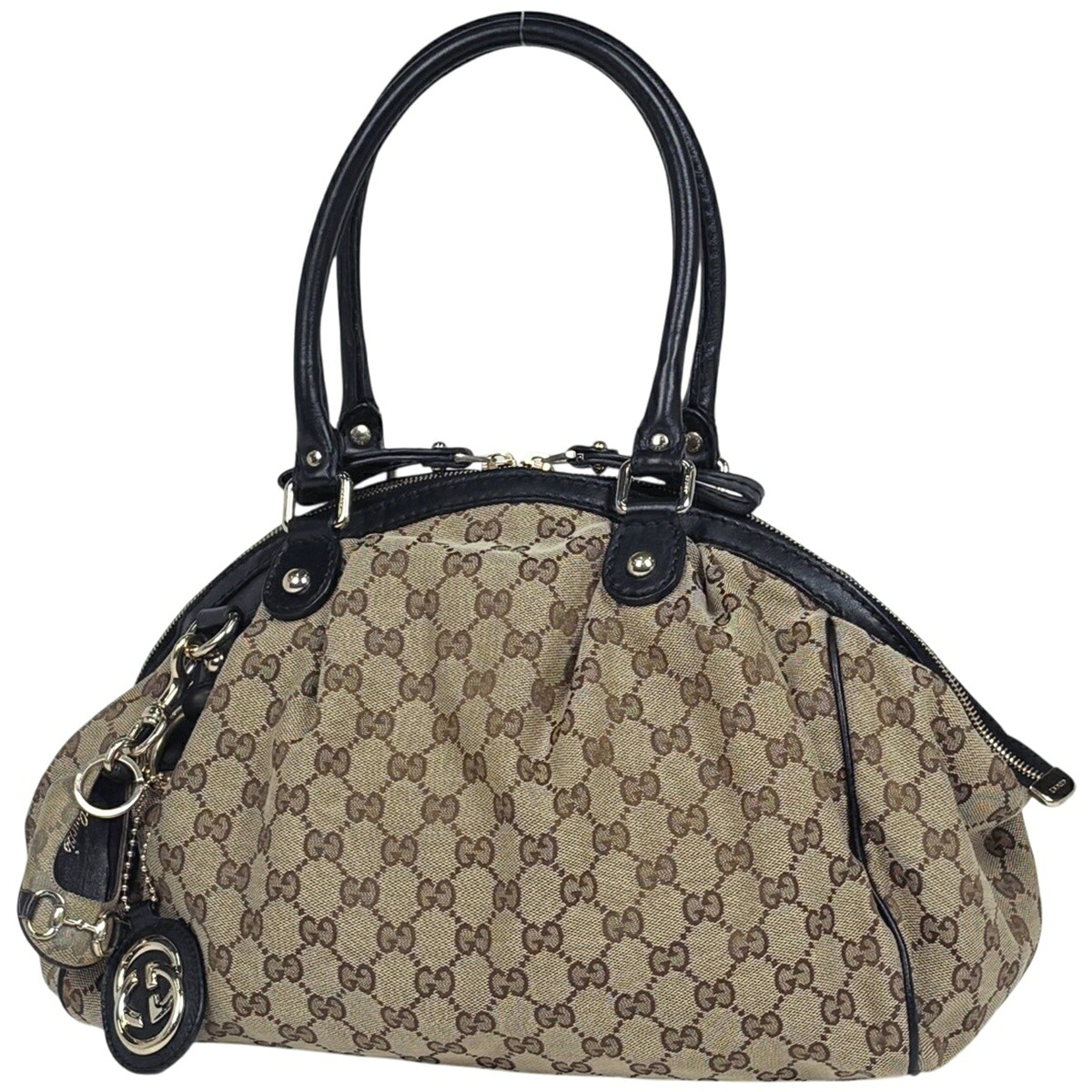 グッチ GUCCI GG柄 スーキー ハンドバッグ GGキャンバス ベージュ ブラック 223974 レディース 【中古】｜バイセル 店