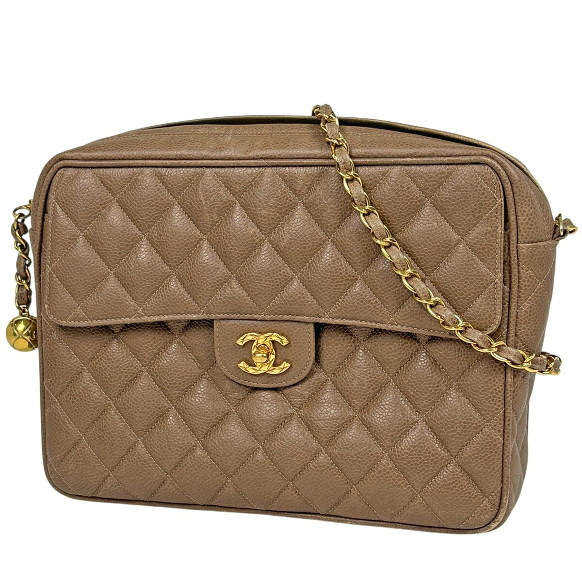シャネル CHANEL ココマーク チェーン店 ショルダーバッグ マトラッセ なめし革 赤銅色 レディース 【中古】