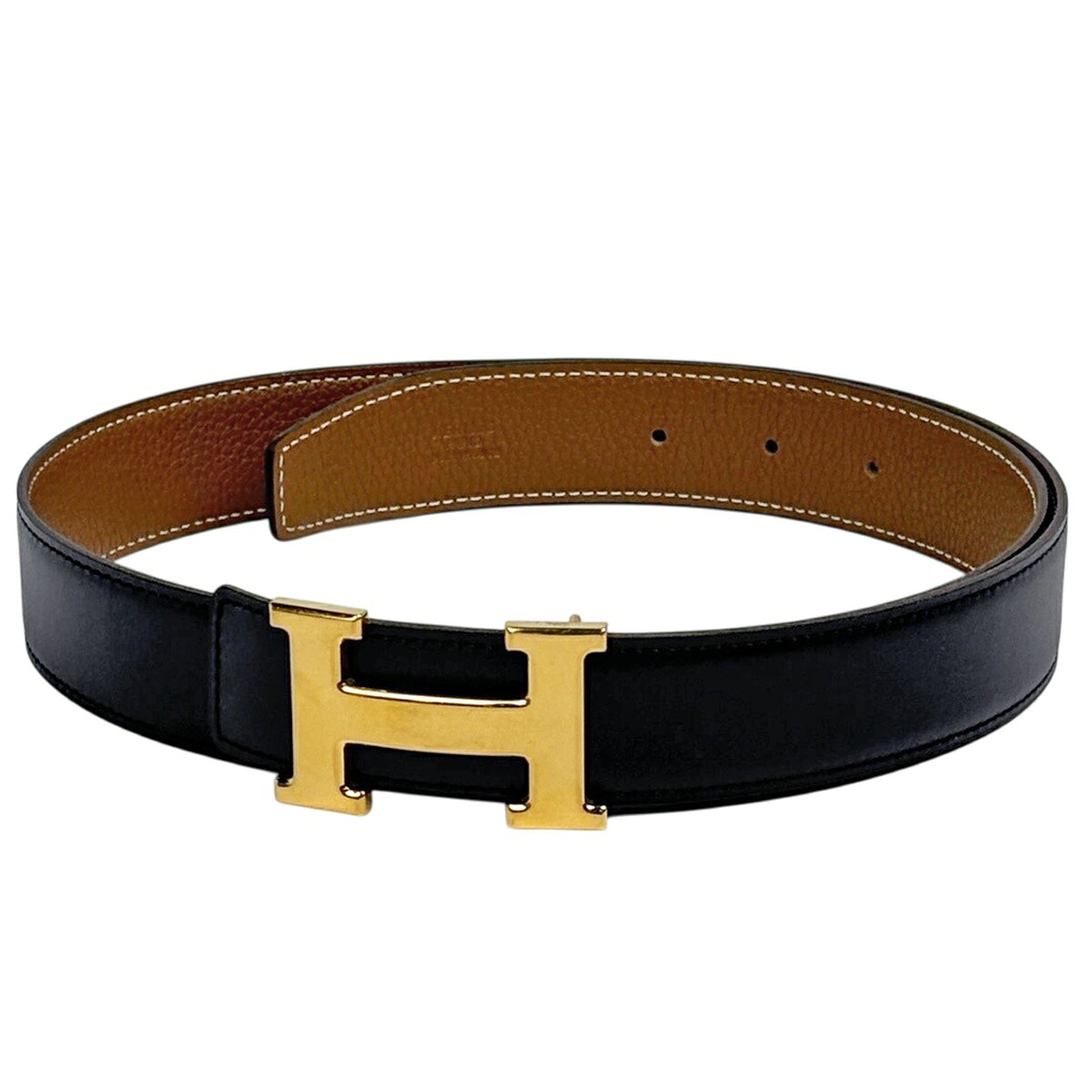 エルメス HERMES コンスタンス リヴァーシブル H胴締め □H目じるし 胴締め なめし革 黒いこと 赤銅色 メンズ 【中古】
