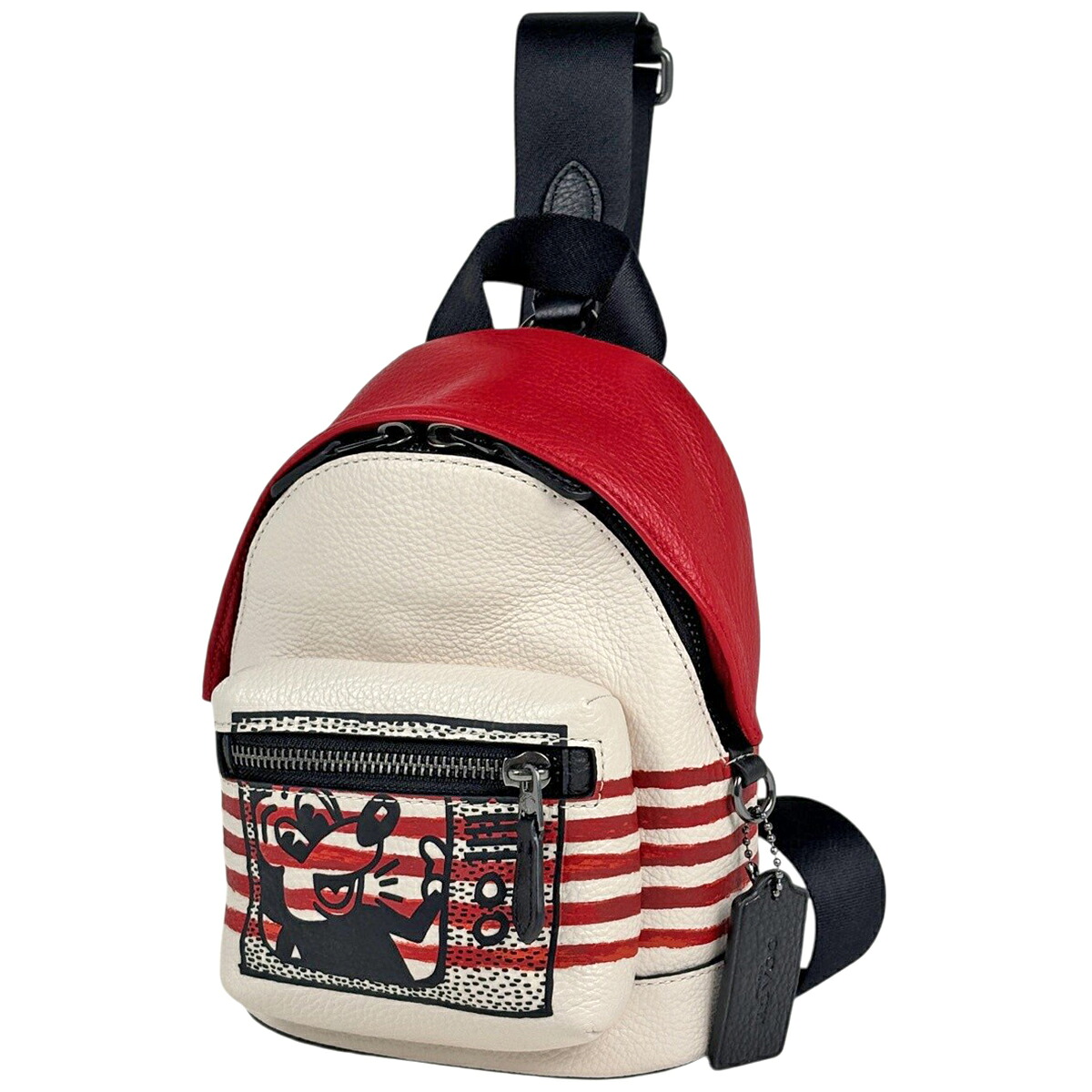 コーチ職 COACH ロゴタイプ ショルダーバッグ キースへ輪っか ウォルトディズニー ミッキーマウス なめし革 黒いこと 白いこと 赤いこと C6910 レディース 【中古】