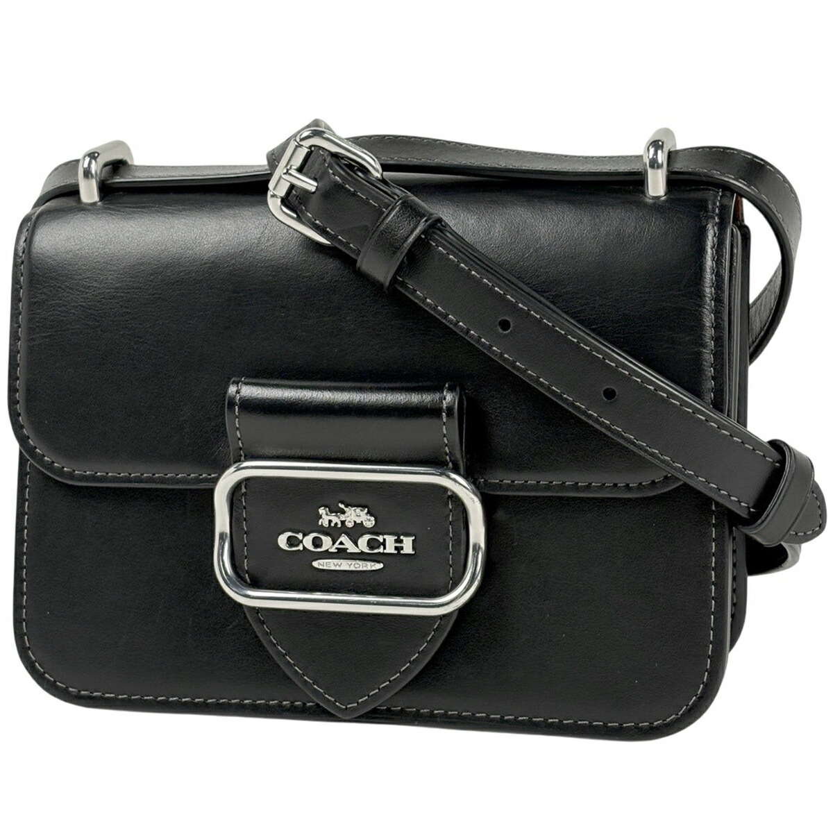 コーチ職 COACH シーメンス火器 真四角 差し交わす上半身 ショルダーバッグ なめし革 黒いこと CL416 レディース 【中古】