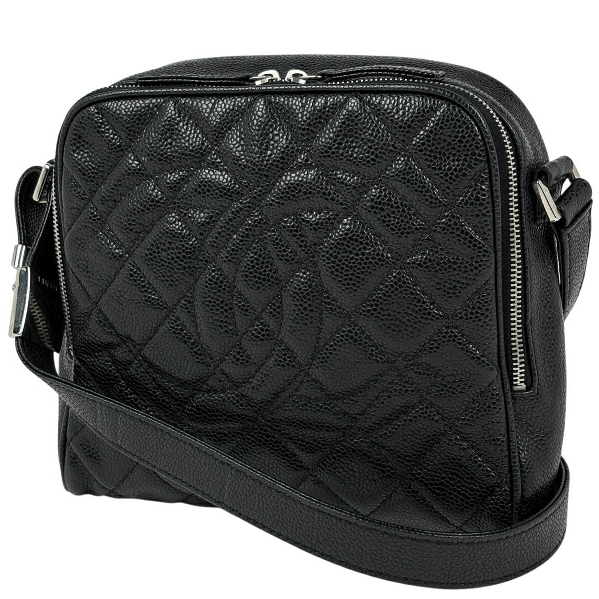 シャネル CHANEL ココマーク ショルダーバッグ マトラッセ キャビアひと肌 黒いこと レディース 【中古】