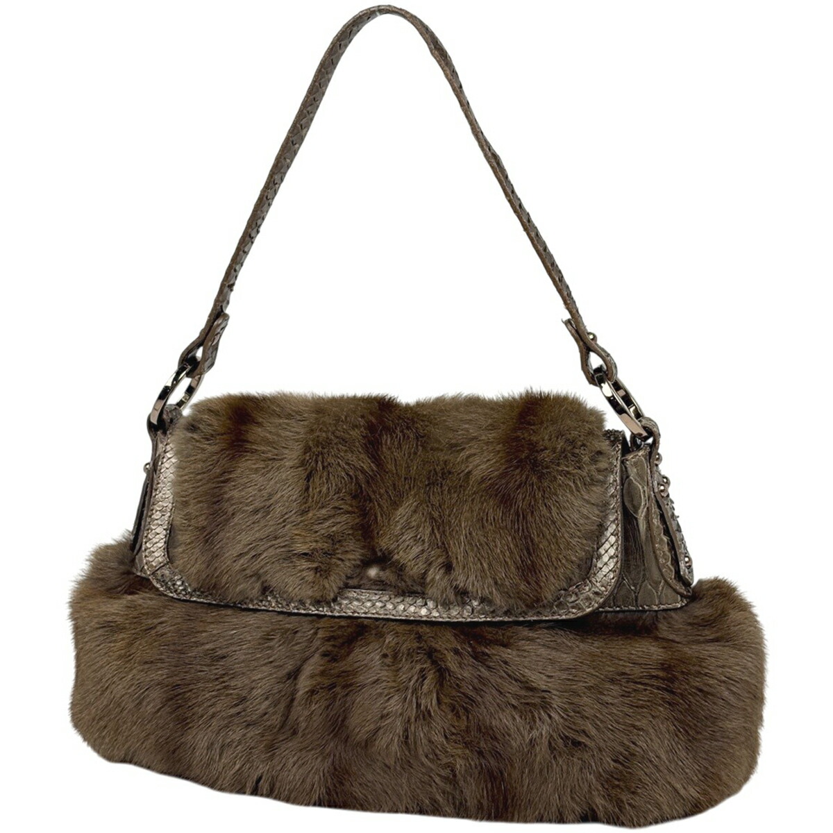 フェンディ FENDI 毛皮 ショルダーバッグ ハンドバック 毛皮 赤銅色 8BR353 レディース 【中古】