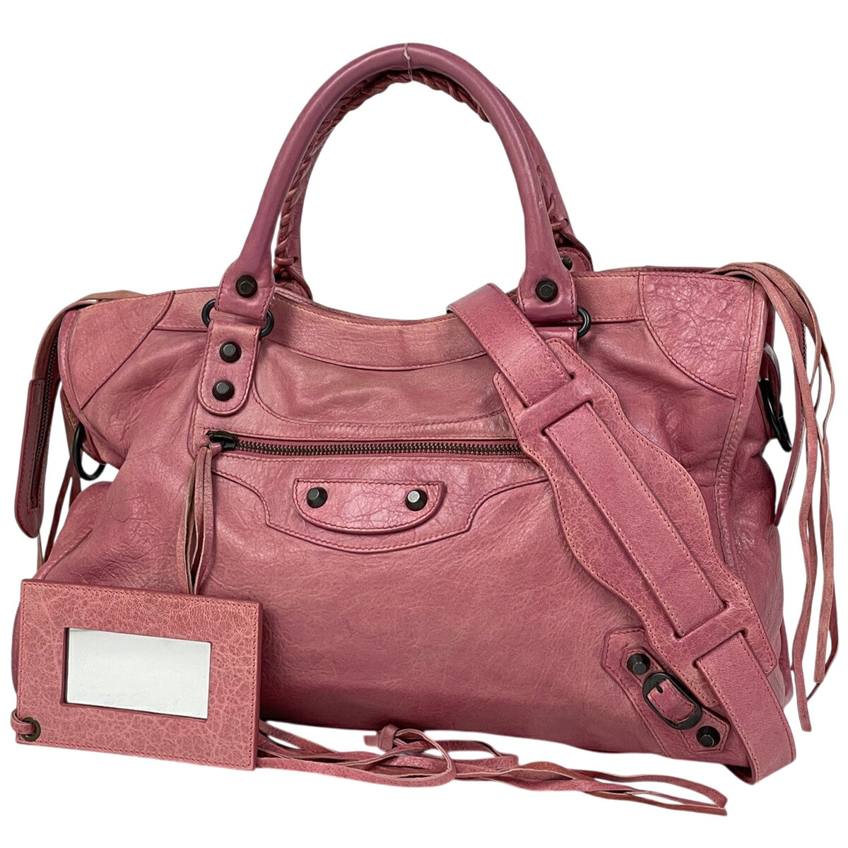 バレンシアガ BALENCIAGA ザ シティ 2WAY ハンドバック なめし革 さくら色 115748 レディース 【中古】