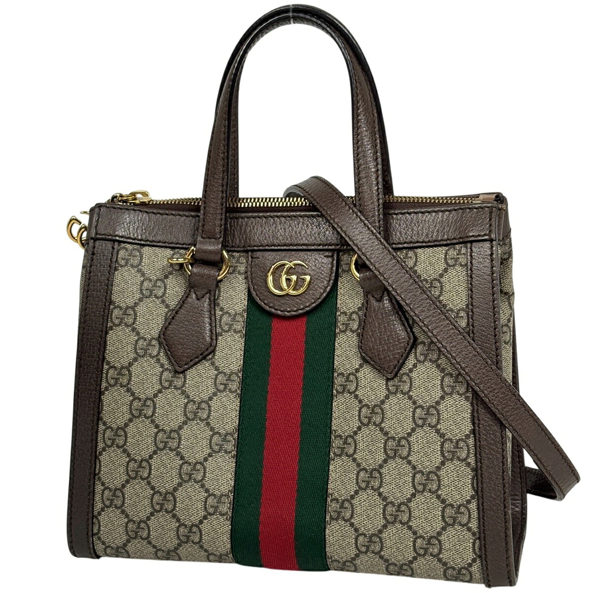 グッチ GUCCI オフィディア スモール トートバッグ GG ダブルG ウェッブ 2WAY GGスプリーム ベージュ 赤銅色 547551 レディース 【中古】