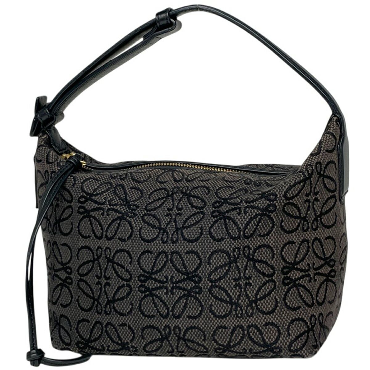 ロエベ LOEWE キュービィ スモール ハンドバック アナ瓦 帆布 黒いこと レディース 【中古】