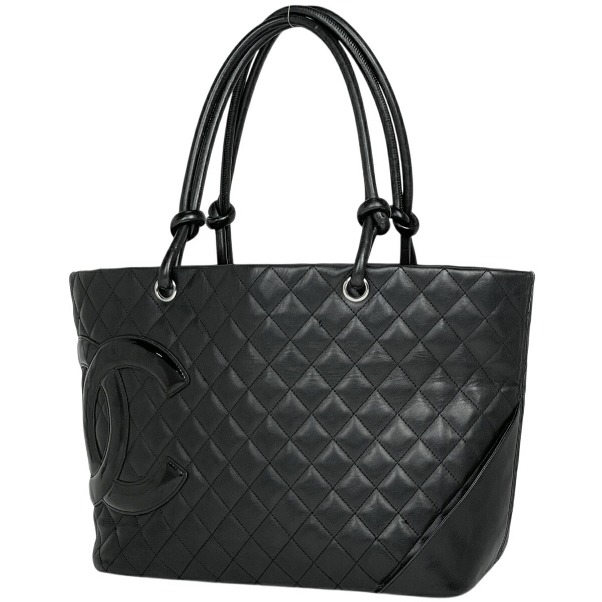 シャネル CHANEL カンボンライン ラージ トートバッグ ココマーク ショルダーバッグ なめし革 黒いこと A25169 レディース 【中古】