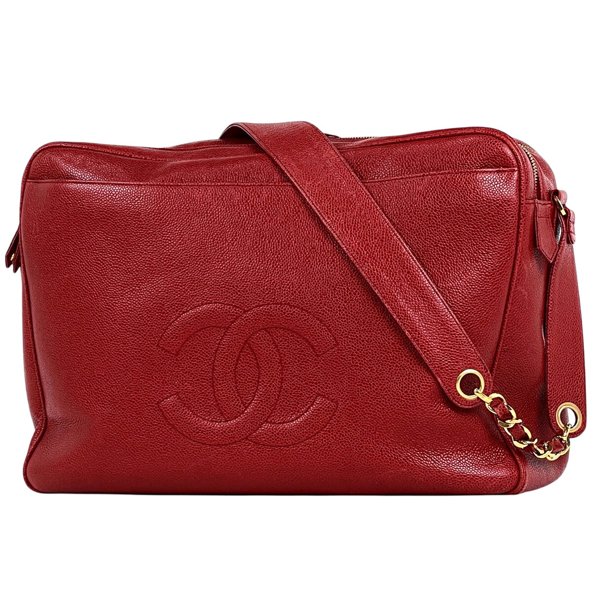 シャネル CHANEL ココマーク チェーン店 ショルダーバッグ キャビア素はだ 赤いこと レディース 【中古】