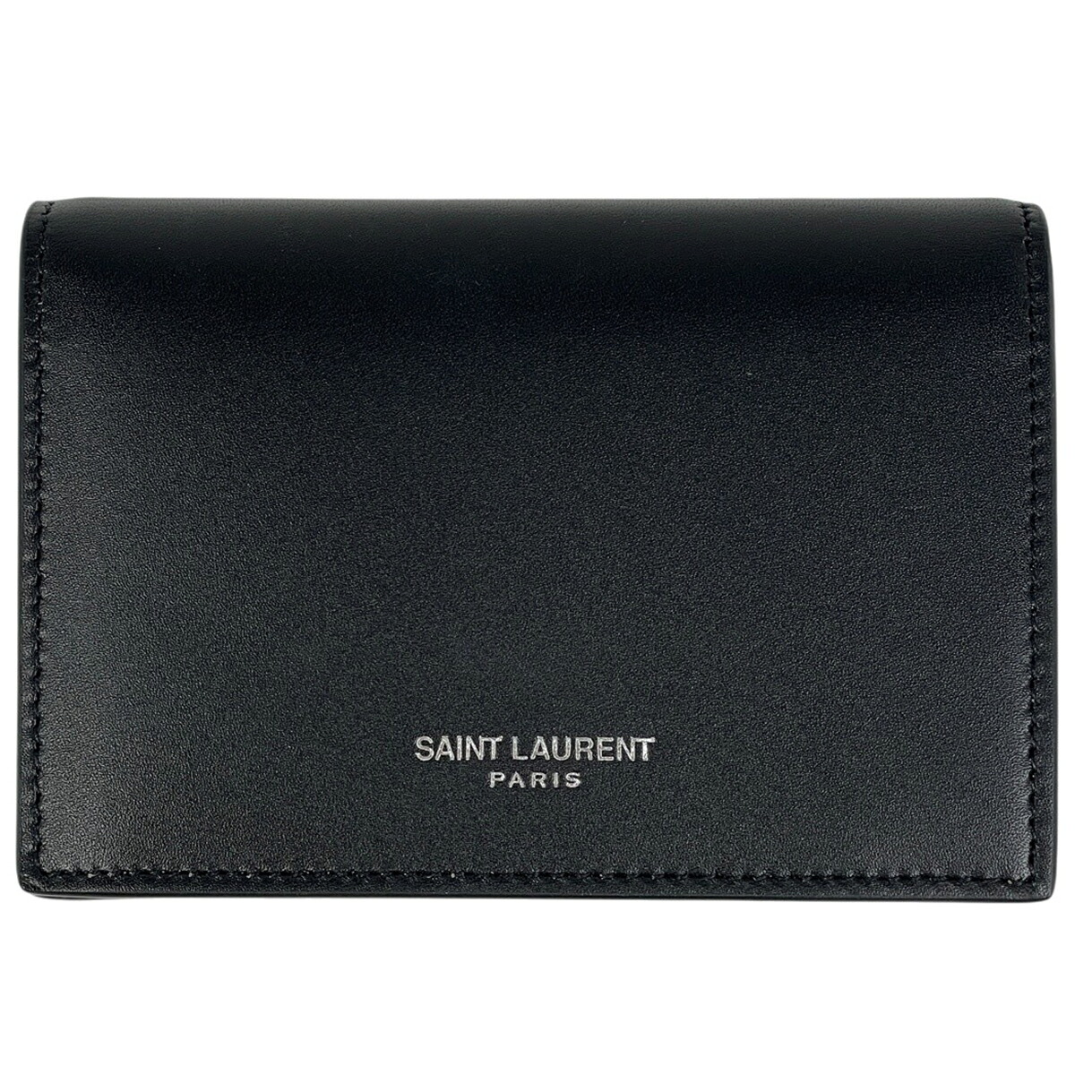 サンローランパリ SAINT LAURENT PARIS ロゴタイプ 歌留多容れもの 名刺入れ 歌留多容れもの なめし革 黒いこと 469338 メンズ 【中古】