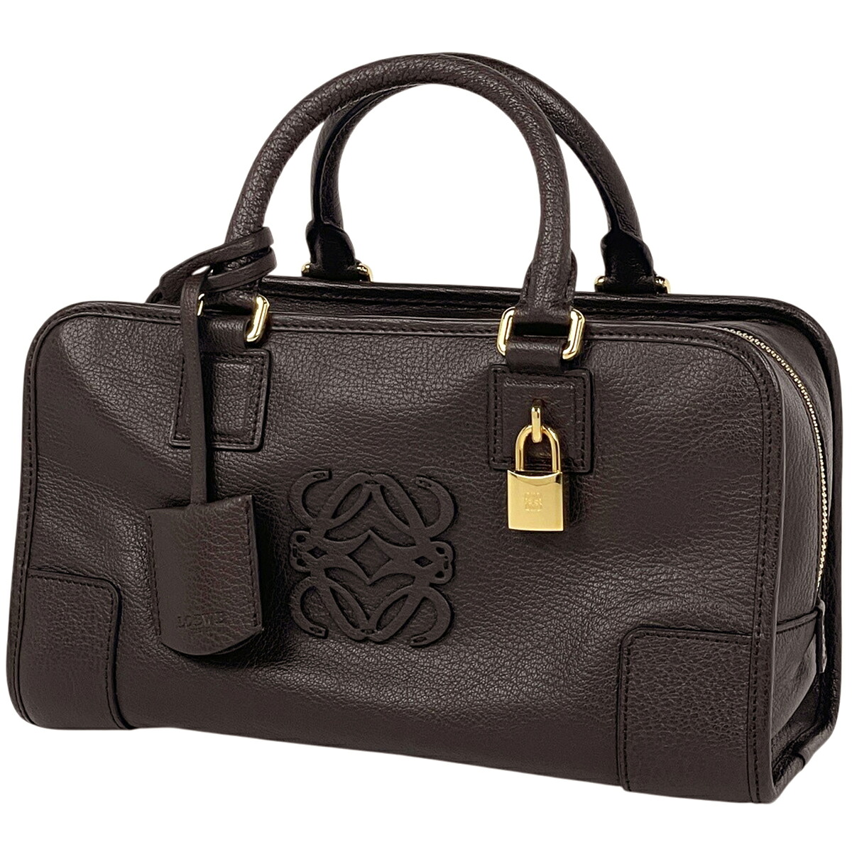 ロエベ LOEWE アマソナ28 アナ瓦 ハンドバック なめし革 赤銅色 レディース 【中古】