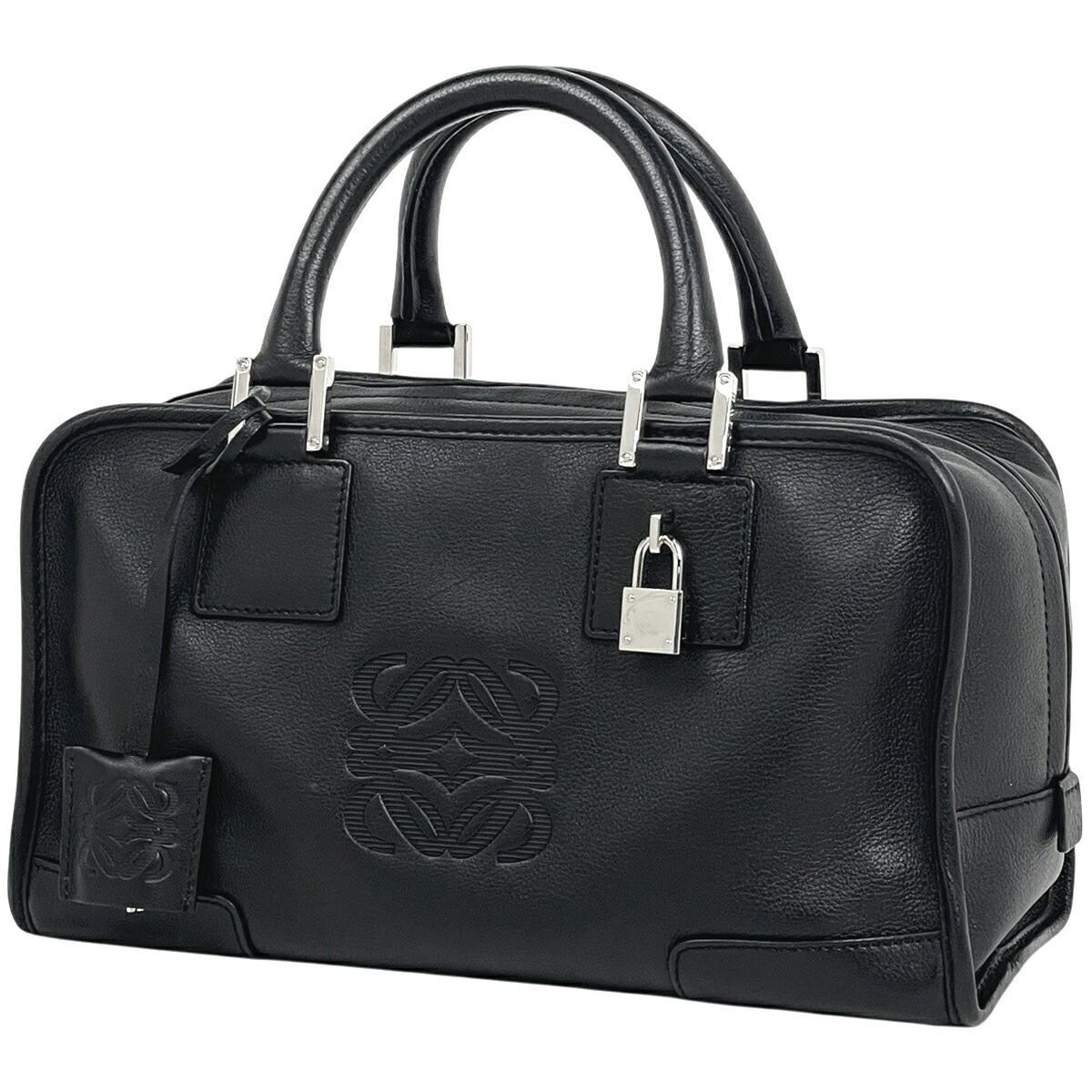 ロエベ LOEWE アマソナ28 アナ瓦 ハンドバック なめし革 黒いこと レディース 【中古】