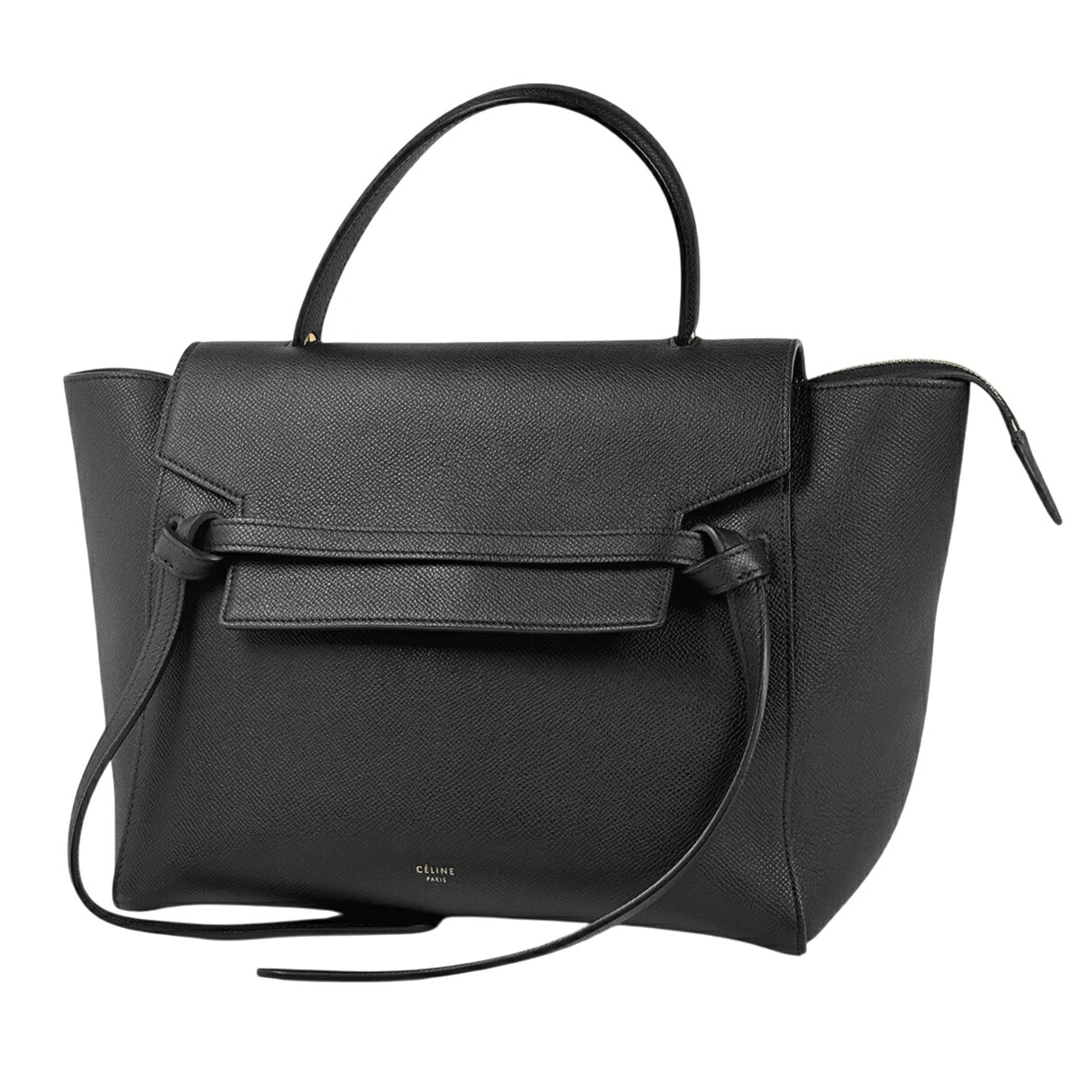 セリーヌ CELINE 三尺帯御徒面子 ミニ 2WAY ショルダーバッグ ハンドバック なめし革 黒いこと レディース 【中古】