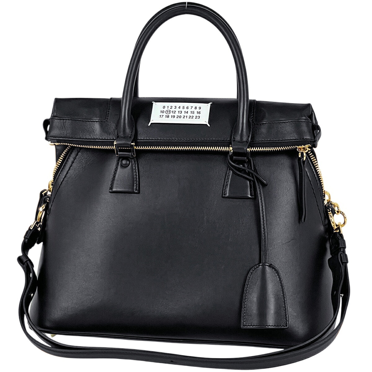 住み家 マルジェラ Maison Margiela 5AC ミディアムバッグ 2WAY なめし革 黒いこと S56WG0093 レディース 【中古】