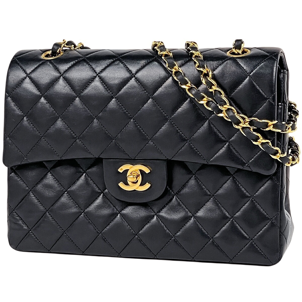 シャネル CHANEL マトラッセ W下げ翼 チェーン店 ショルダーバッグ ココマーク なめし革 黒いこと レディース 【中古】