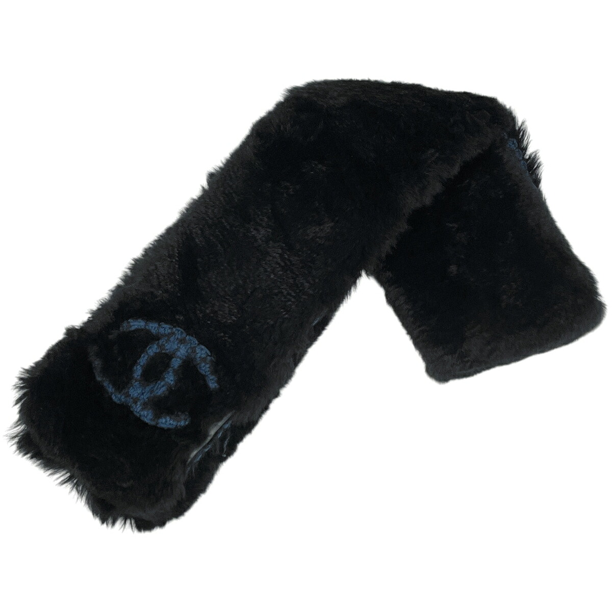 シャネル CHANEL ココマーク ファーマフラー ショール マフラー ファー ブラック ブルー レディース 【中古】 msp39｜バイセル 店