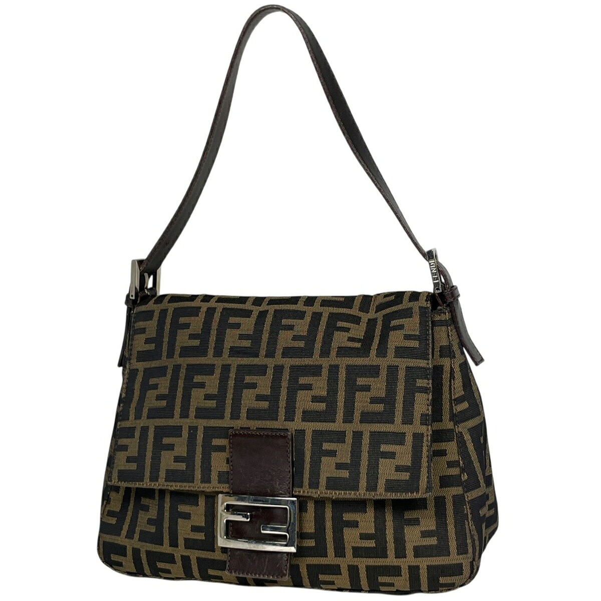 フェンディ FENDI ズッカ柄 ショルダーバッグ マンマバケット ハンドバック 帆布 赤銅色 レディース 【中古】