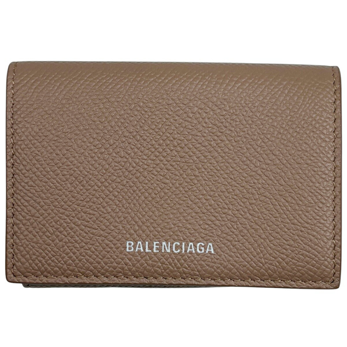 バレンシアガ BALENCIAGA ロゴタイプ コンパクトウォレット エブリディ 三つ折り紙入れ なめし革 さくら色 558208 レディース 【中古】
