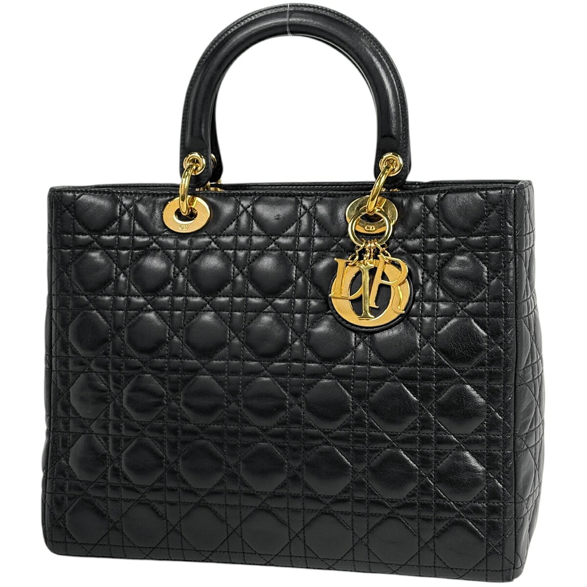 ディオール Christian Dior レディディオール カナージュ なめし革 黒いこと レディース 【中古】