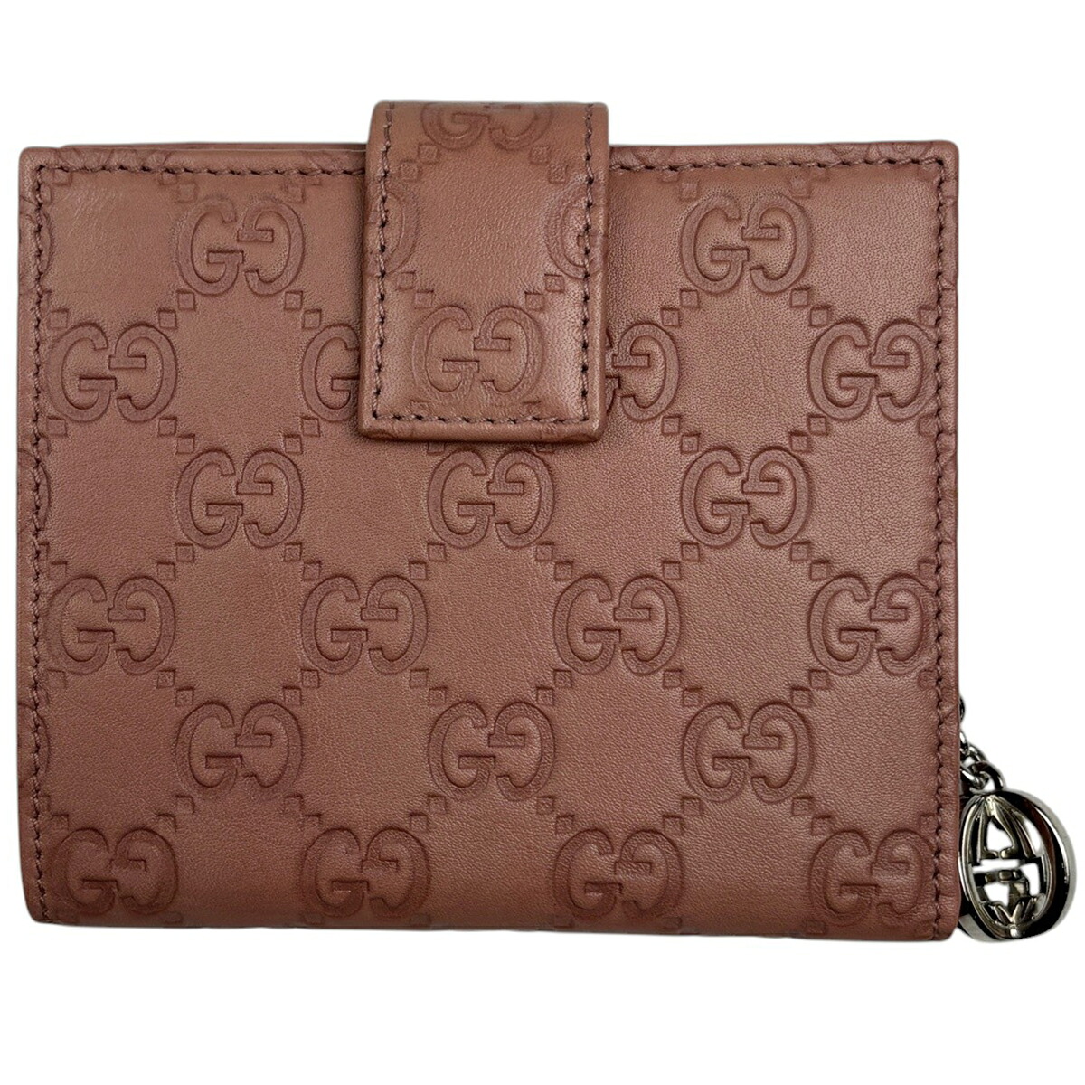 グッチ GUCCI グッチシマ 二つ折り紙入れ GG柄 シマなめし革 さくら色 233022 レディース 【中古】
