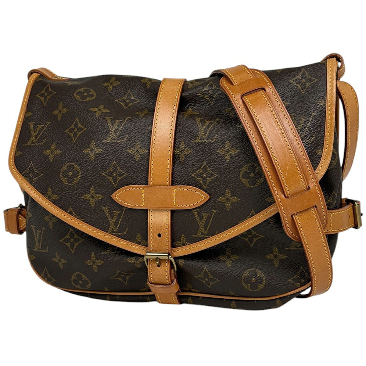 ルイ・ヴィトン Louis Vuitton ソミュール30 曲がった掛け ショルダーバッグ モノグラム 赤銅色 M42256 レディース 【中古】