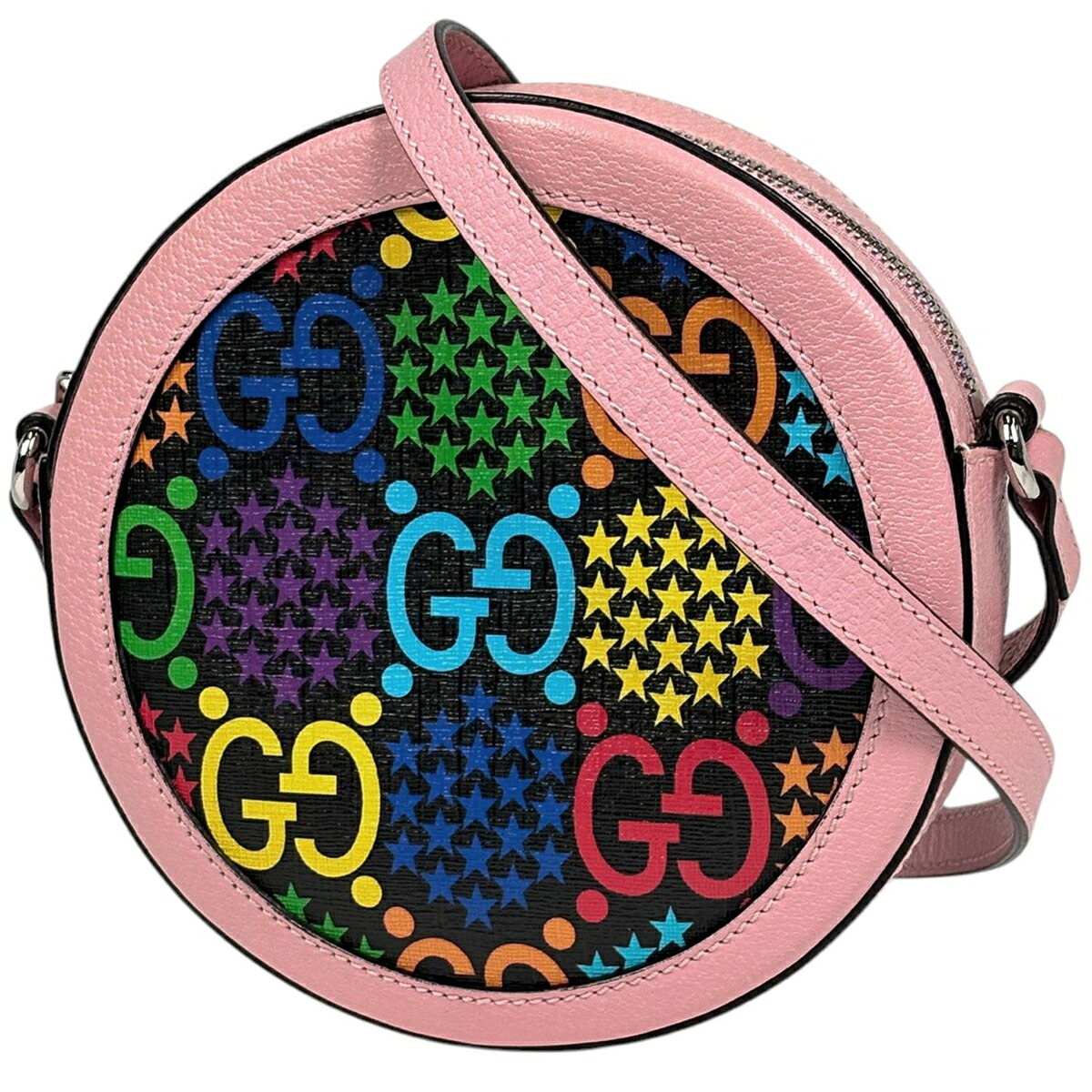 グッチ GUCCI GGサイケデリック ショルダーバッグ 上塗り帆布 黒いこと サクラ色 マルチ色つや 603938 レディース 【中古】