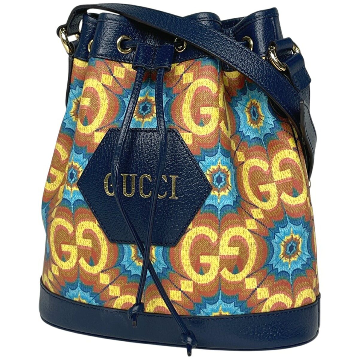 グッチ GUCCI GG柄 ショルダーバッグ カレイド領域 100周年祝する 上塗り帆布 黄色 米国海軍 676682 レディース 【中古】