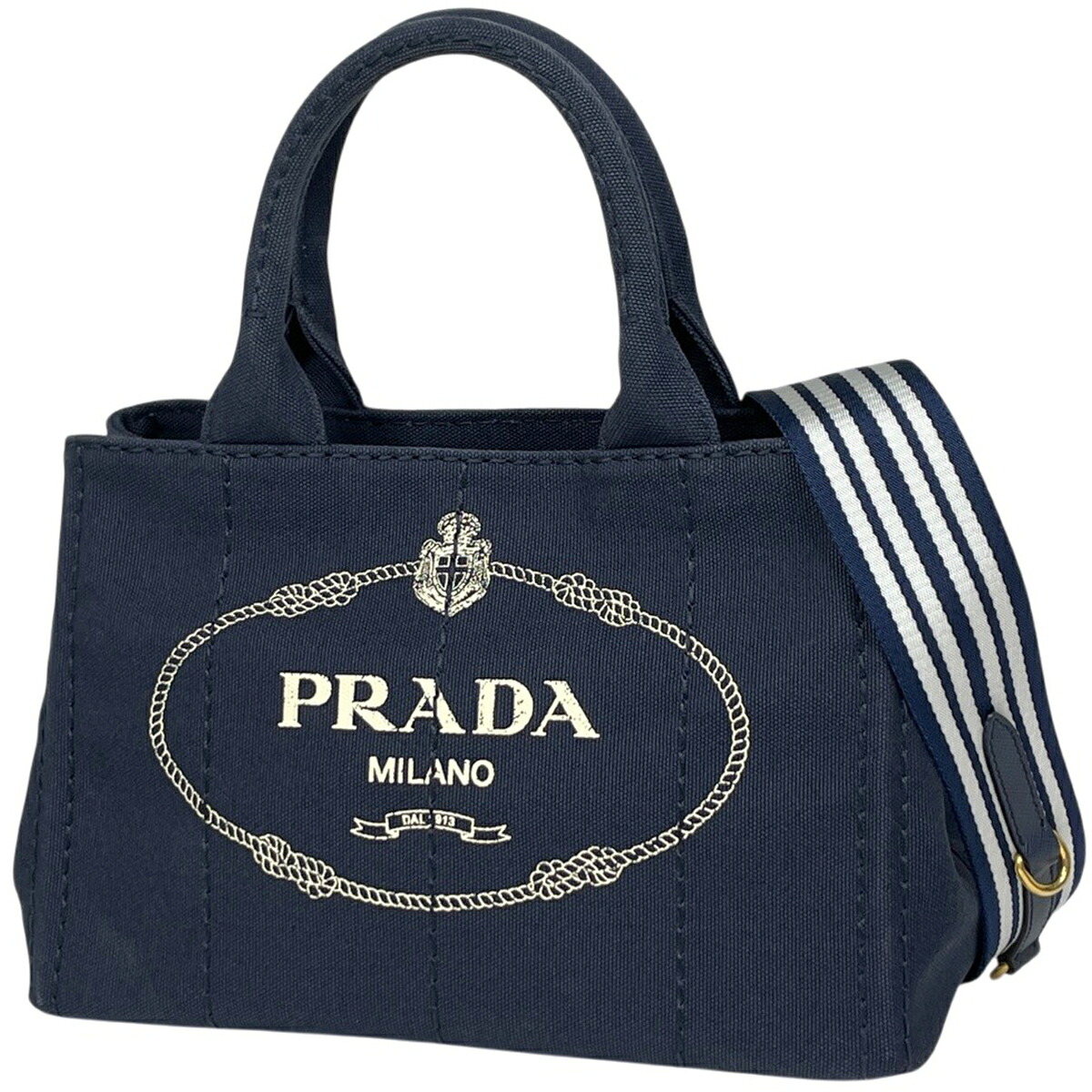 プラダ PRADA カナパトート 2WAY 帆布 米国海軍 レディース 【中古】