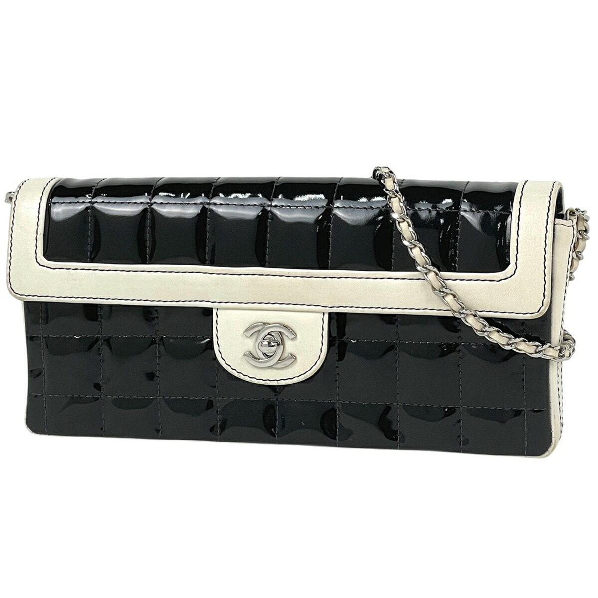 シャネル CHANEL チョコレート赤ちょうちん チェーン店 ショルダーバッグ エナメル 専売特許なめし革 黒いこと 白いこと レディース 【中古】