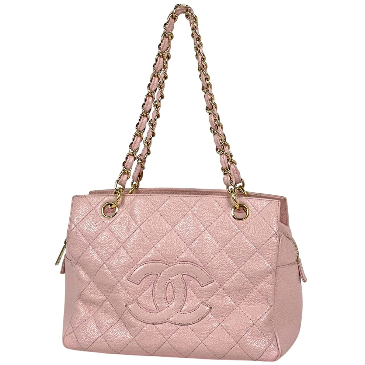 シャネル CHANEL ココマーク チェーン店 トートバッグ ショルダーバッグ キャビアひと肌 さくら色 レディース 【中古】