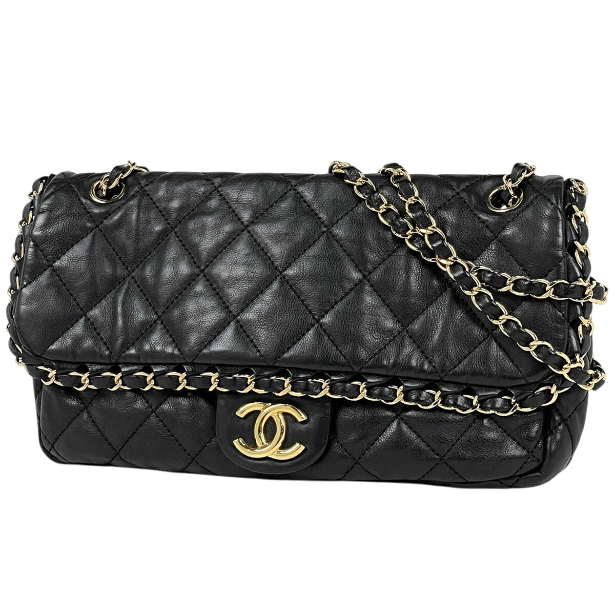 シャネル CHANEL チェーンミー ショルダーバッグ ココマーク なめし革 黒いこと レディース 【中古】
