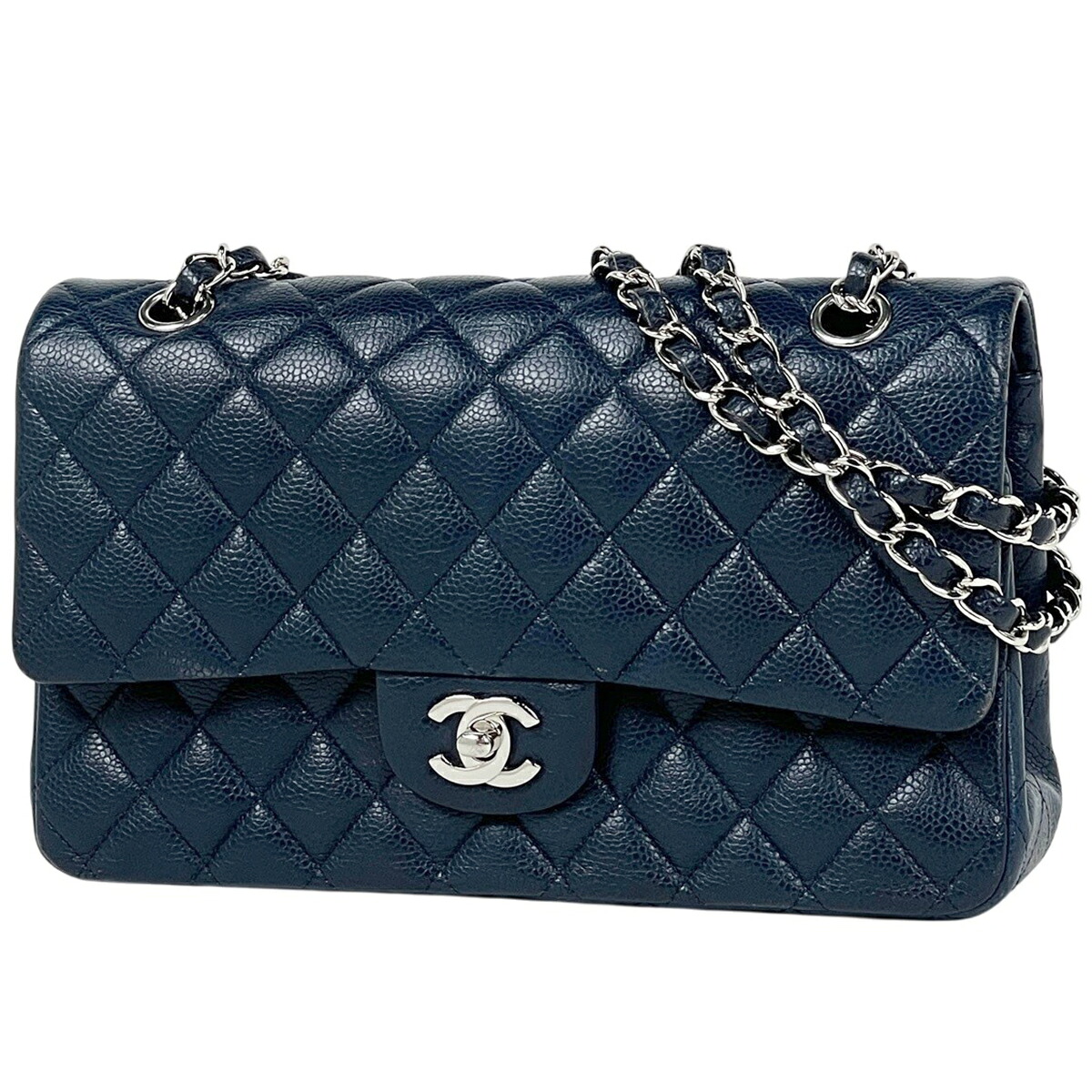 シャネル CHANEL マトラッセ W下げ翼 チェーン店 ショルダーバッグ ココマーク キャビア素はだ 米国海軍 A01112 レディース 【中古】