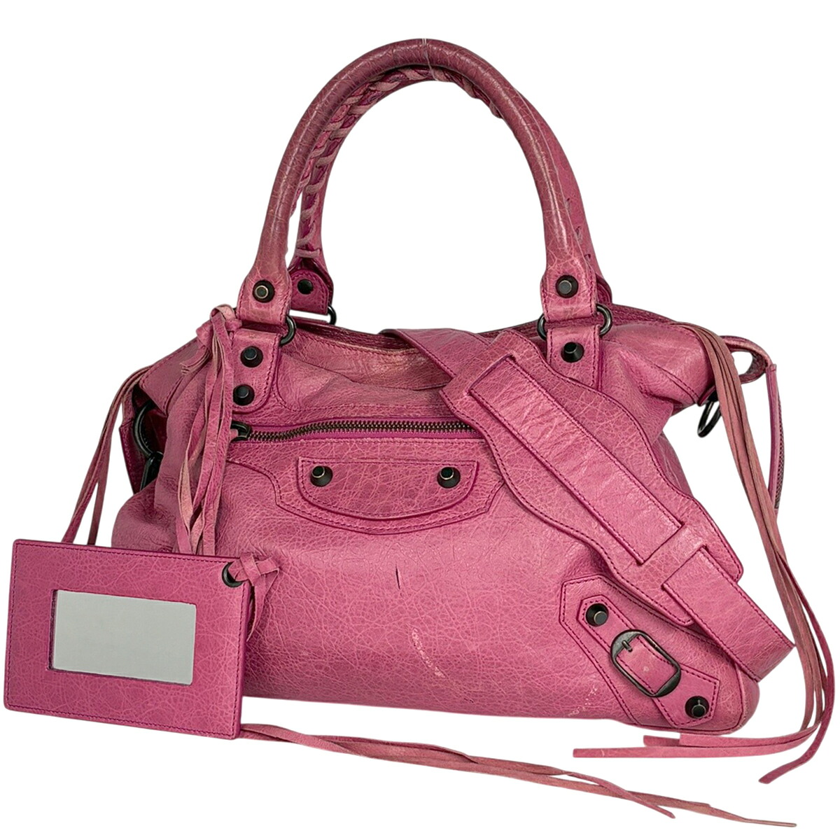バレンシアガ BALENCIAGA ザ 町 ハンドバック 2WAY ショルダーバッグ 古典派音楽 なめし革 サクラ色 240579 レディース 【中古】