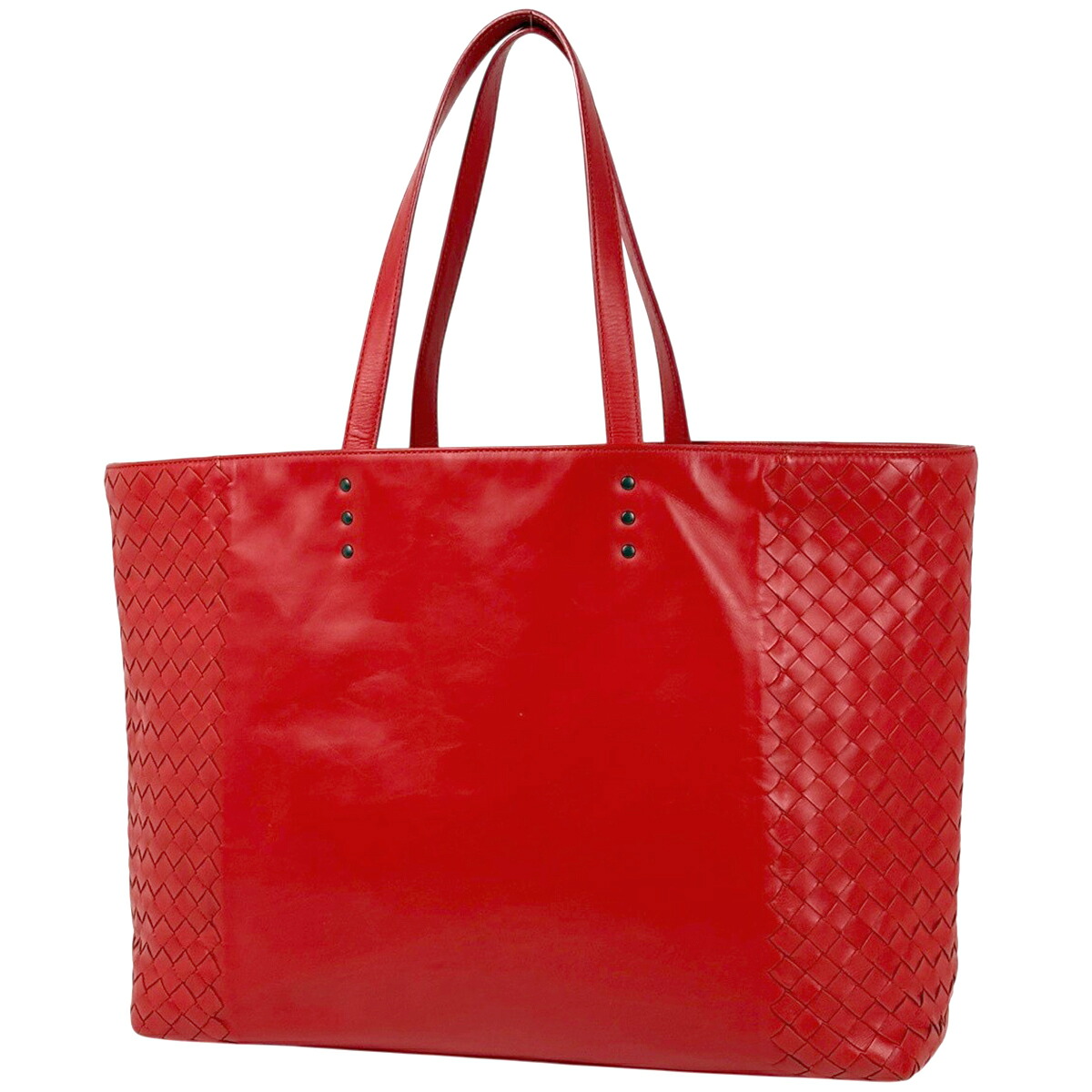 ボッテガヴェネタ BOTTEGAVENETA イントレチャート トートバッグ なめし革 赤いこと レディース 【中古】