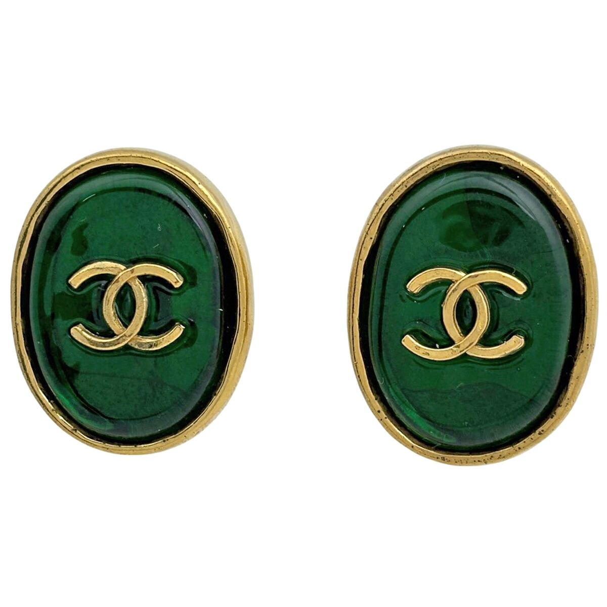 シャネル CHANEL ココマーク カラーストーン イヤリング グリポア GP ゴールド グリーン レディース 【中古】 msp29｜バイセル 店
