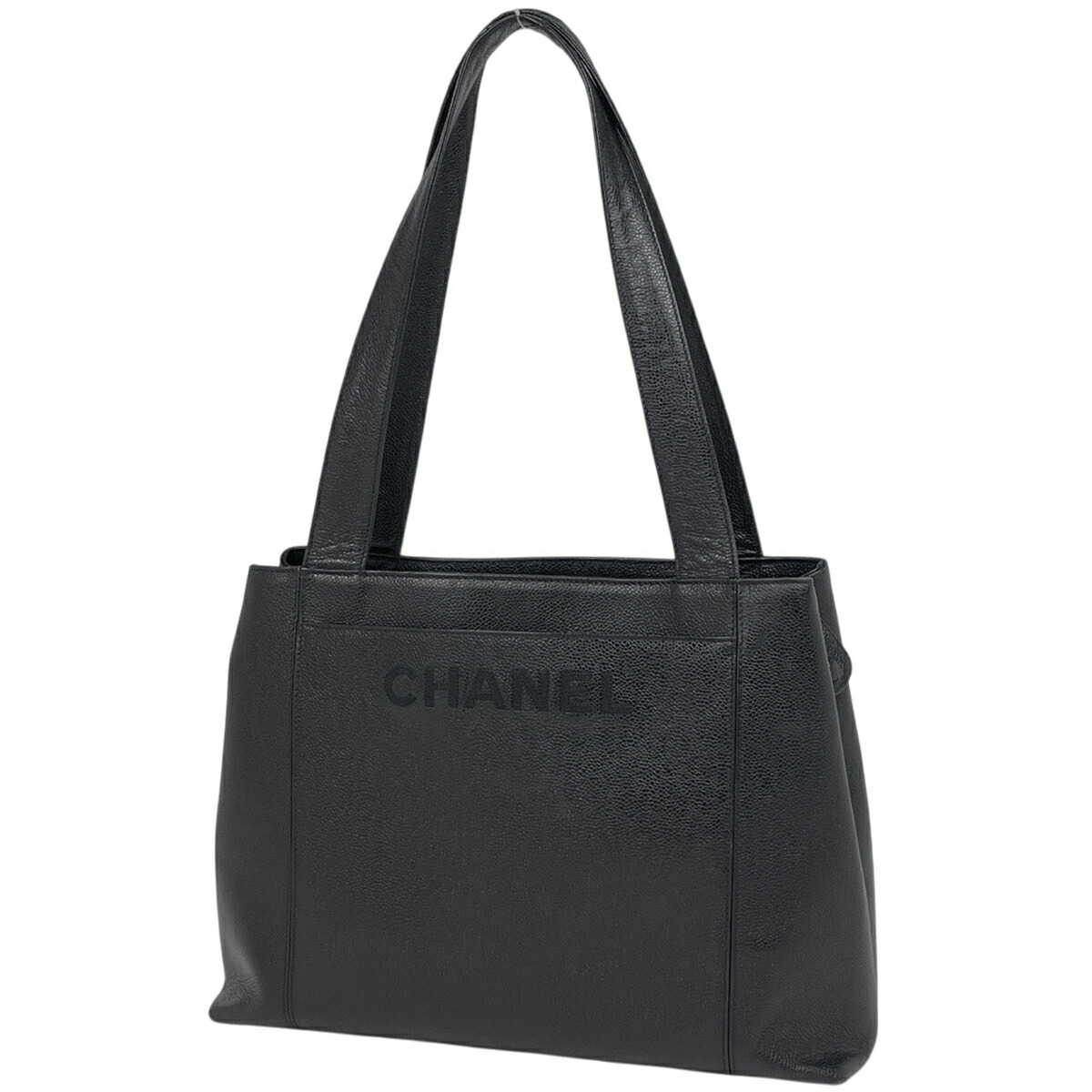 シャネル CHANEL ロゴタイプ トートバッグ ショルダーバッグ キャビア人はだ 黒いこと レディース 【中古】