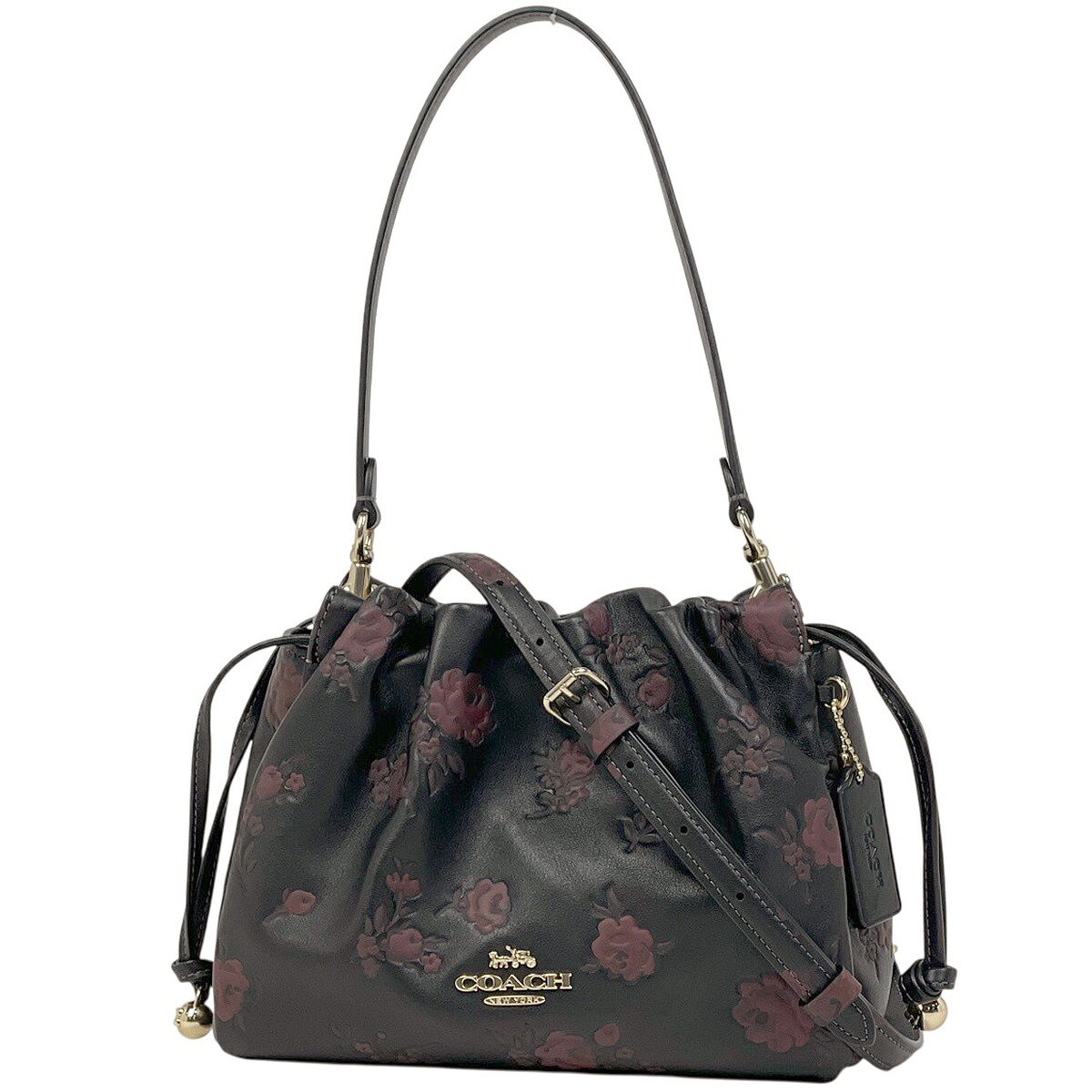 コーチ職 COACH フェイ ドローストリング 御徒面子 2WAY ショルダーバッグ 御花 ハンドバック なめし革 黒いこと CCK85 レディース 【中古】