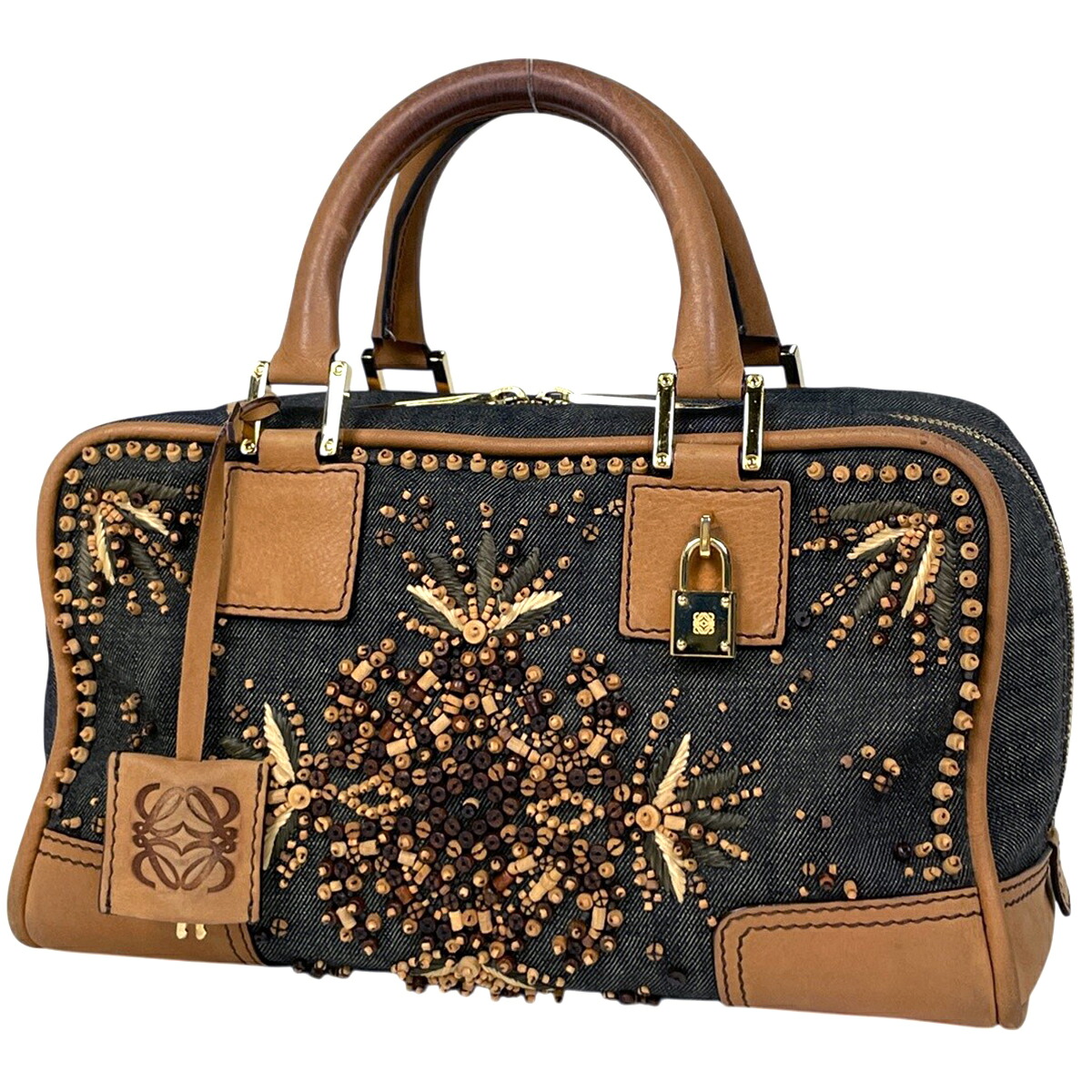 ロエベ LOEWE アマソナ28 ハンドバック 帆布 赤銅色 レディース 【中古】