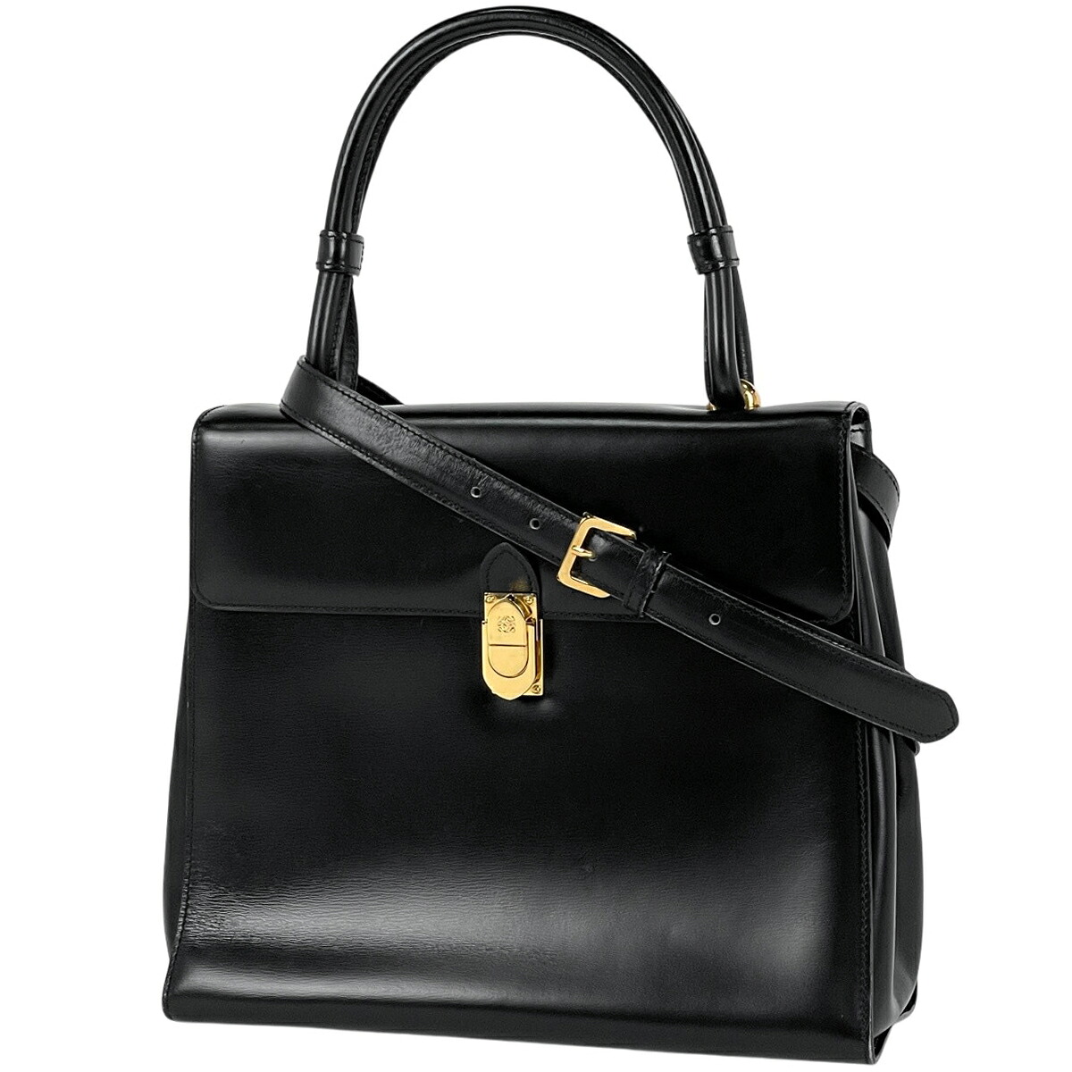ロエベ LOEWE アナ瓦 ハンドバック 2WAY なめし革 黒いこと レディース 【中古】